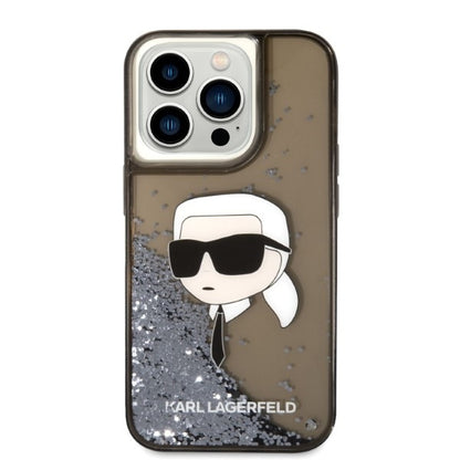 Custodia per Apple iPhone 14 Pro Max, Karl Lagerfeld, Glitter Karl's Head, Nera