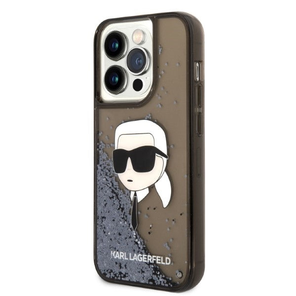 Custodia per Apple iPhone 14 Pro Max, Karl Lagerfeld, Glitter Karl's Head, Nera