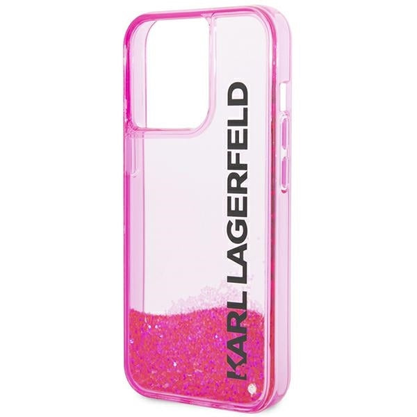Custodia per Apple iPhone 14 Pro Max, Karl Lagerfeld, Liquid Glitter KL Logo, Rosa