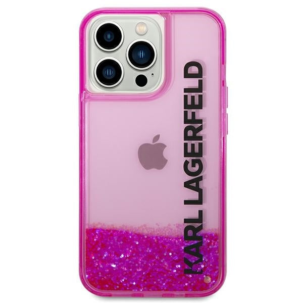 Custodia per Apple iPhone 14 Pro Max, Karl Lagerfeld, Liquid Glitter KL Logo, Rosa