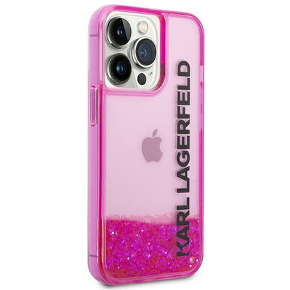 Custodia per Apple iPhone 14 Pro Max, Karl Lagerfeld, Liquid Glitter KL Logo, Rosa
