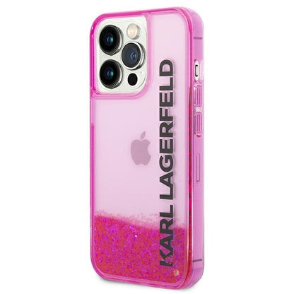 Custodia per Apple iPhone 14 Pro Max, Karl Lagerfeld, Liquid Glitter KL Logo, Rosa