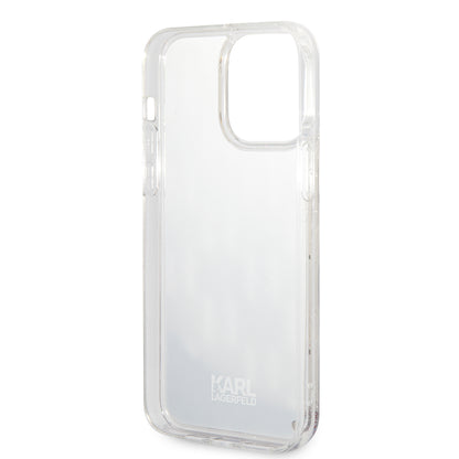 Custodia per Apple iPhone 14 Pro Max, Karl Lagerfeld, Liquid Glitter Monogram, Argento