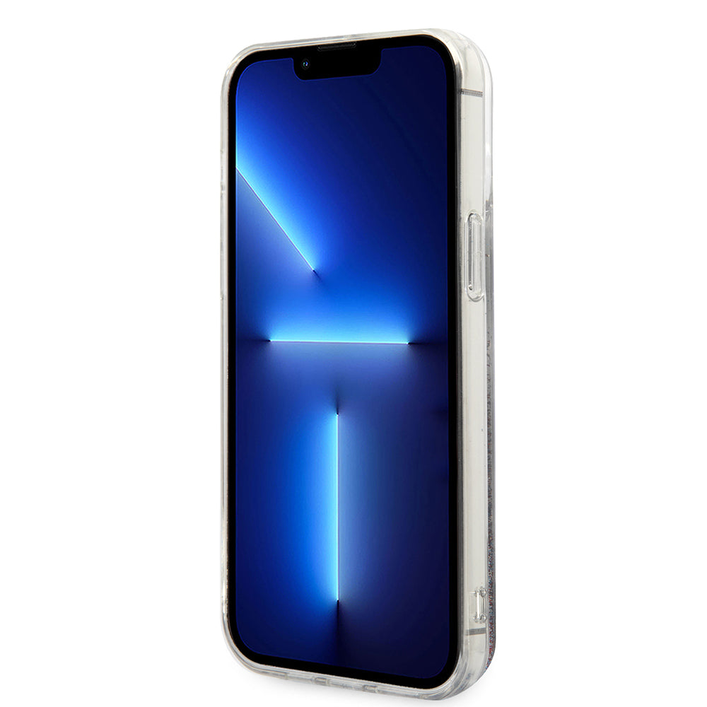 Custodia per Apple iPhone 14 Pro Max, Karl Lagerfeld, Liquid Glitter Monogram, Argento