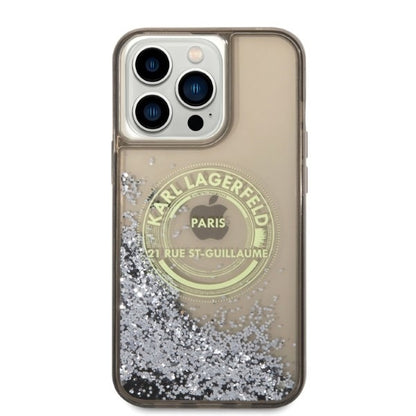 Custodia per Apple iPhone 14 Pro Max, Karl Lagerfeld, Liquid Glitter RSG, Nera