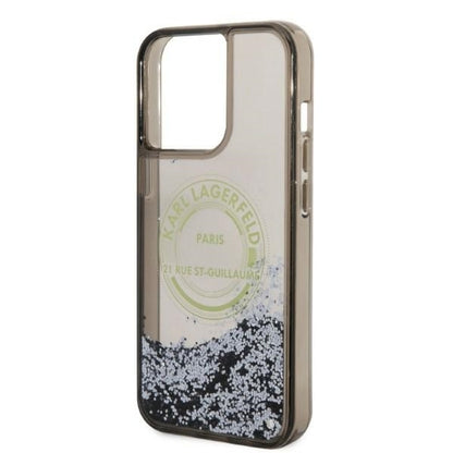Custodia per Apple iPhone 14 Pro Max, Karl Lagerfeld, Liquid Glitter RSG, Nera