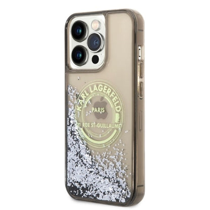 Custodia per Apple iPhone 14 Pro Max, Karl Lagerfeld, Liquid Glitter RSG, Nera