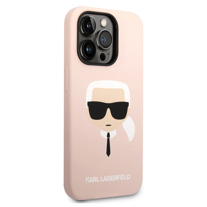 Case for Apple iPhone 14 Pro Max, Karl Lagerfeld, Silicone Karl's Head, Pink