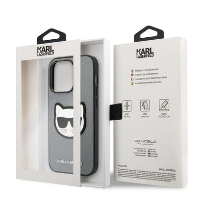 Custodia per Apple iPhone 14 Pro Max, Karl Lagerfeld, Saffiano Choupette's Head, Argento