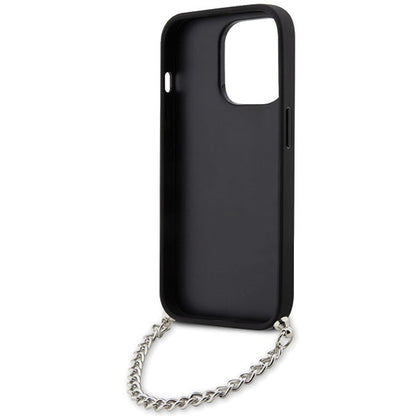 Custodia per Apple iPhone 14 Pro Max, Karl Lagerfeld, Saffiano Monogram Chain, Argento