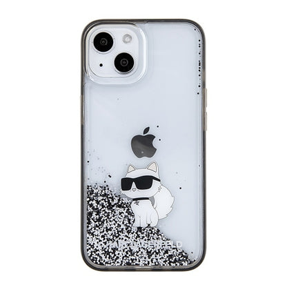 Case for Apple iPhone 15 / 14 / 13, Karl Lagerfeld, Liquid Glitter Choupette, Transparent
