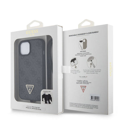 Custodia per Apple iPhone 15 / 14, Guess, Crossbody 4G Metal Logo, Nera