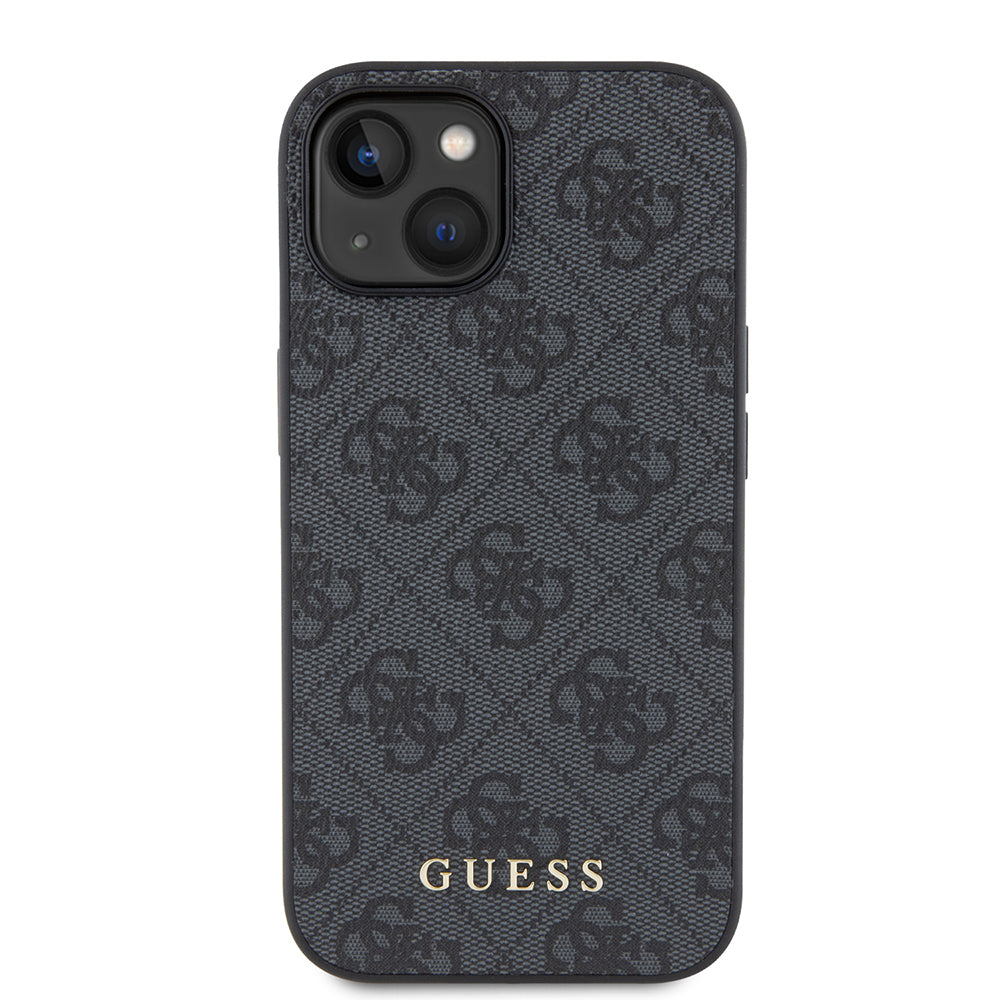 Custodia per Apple iPhone 15, Guess, 4G Metal Gold Logo, Grigio
