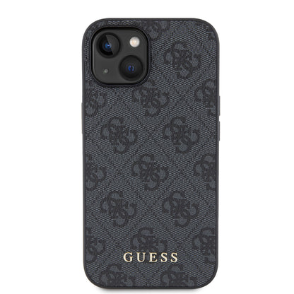 Custodia per Apple iPhone 15, Guess, 4G Metal Gold Logo, Grigio