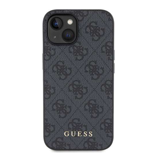 Custodia per Apple iPhone 15, Guess, 4G Metal Gold Logo, Grigio