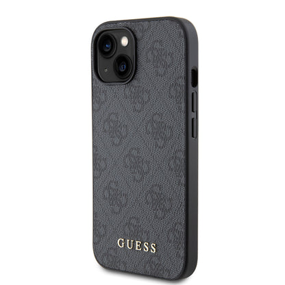 Custodia per Apple iPhone 15, Guess, 4G Metal Gold Logo, Grigio