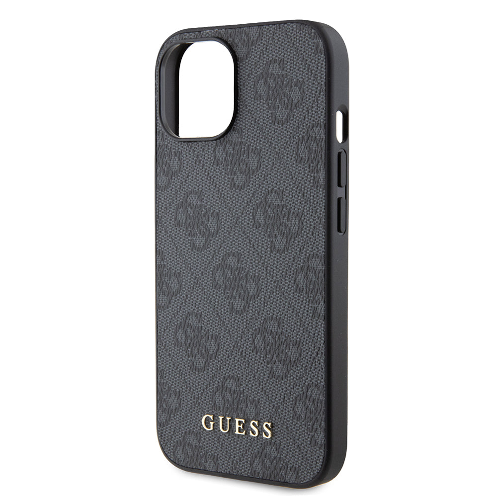 Custodia per Apple iPhone 15, Guess, 4G Metal Gold Logo, Grigio