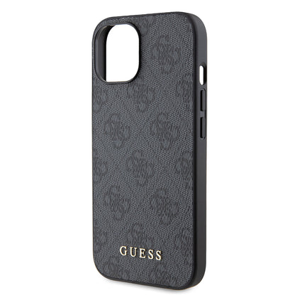 Custodia per Apple iPhone 15, Guess, 4G Metal Gold Logo, Grigio