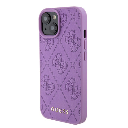 Custodia per Apple iPhone 15, Guess, 4G Stamped, Lilla Chiaro