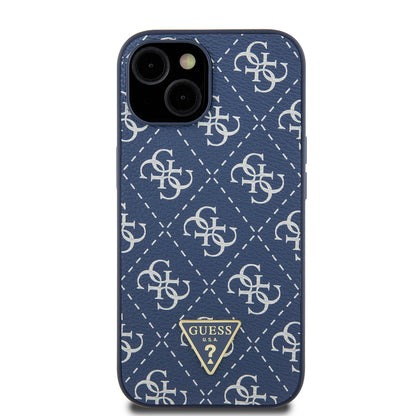 Custodia per Apple iPhone 15, Guess, 4G Triangle Logo, Blu