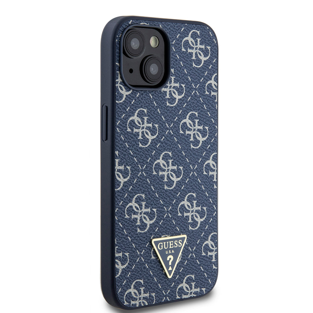 Custodia per Apple iPhone 15, Guess, 4G Triangle Logo, Blu