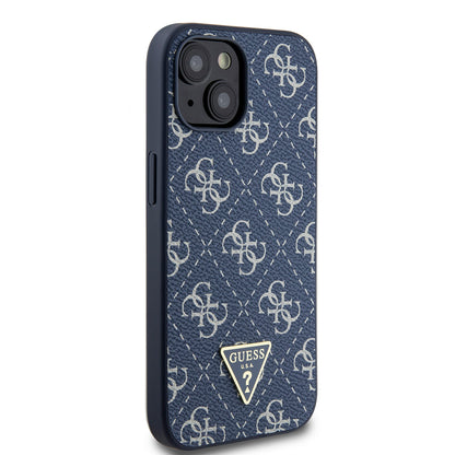 Custodia per Apple iPhone 15, Guess, 4G Triangle Logo, Blu