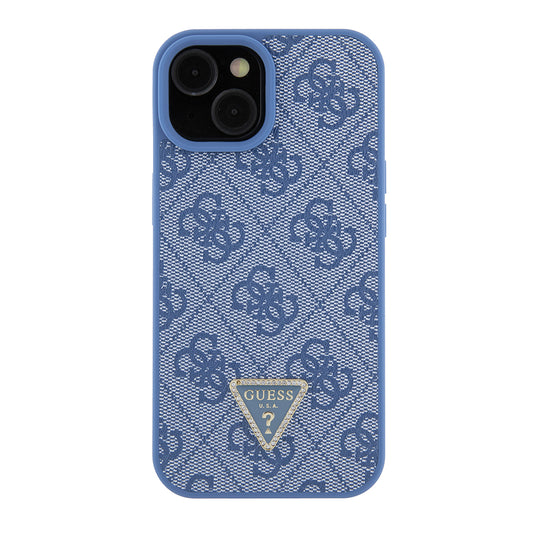 Custodia per Apple iPhone 15, Guess, Crossbody 4G Metal Logo, Blu