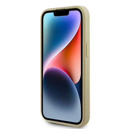 Custodia per Apple iPhone 15, Guess, Glitter Big 4G Script, Dorata