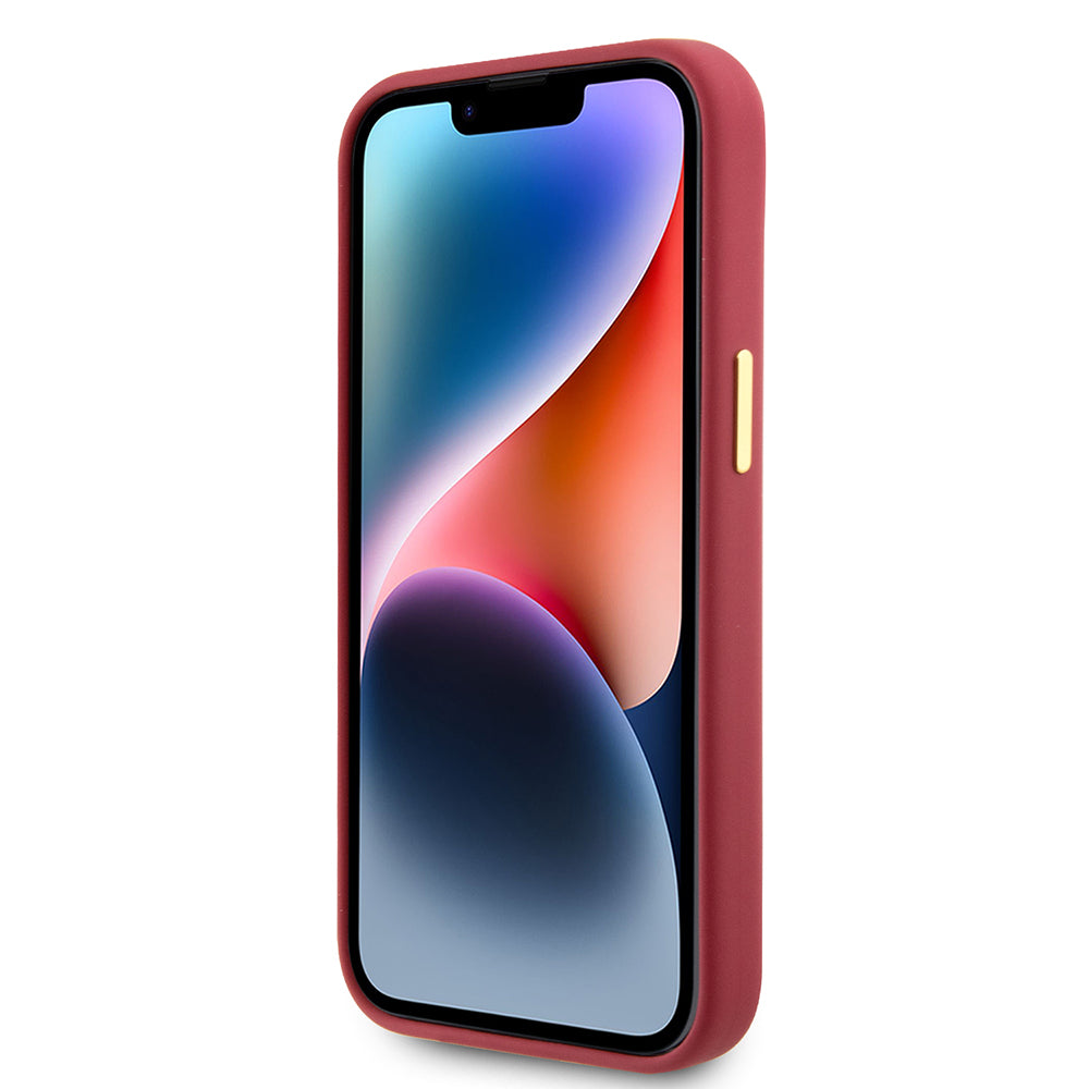 Custodia per Apple iPhone 15, Guess, Script Metal Logo & Frame, Rossa