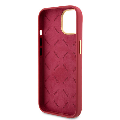 Custodia per Apple iPhone 15, Guess, Script Metal Logo & Frame, Rossa