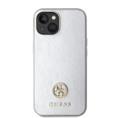 Custodia per Apple iPhone 15, Guess, Strass Metal Logo, Argento