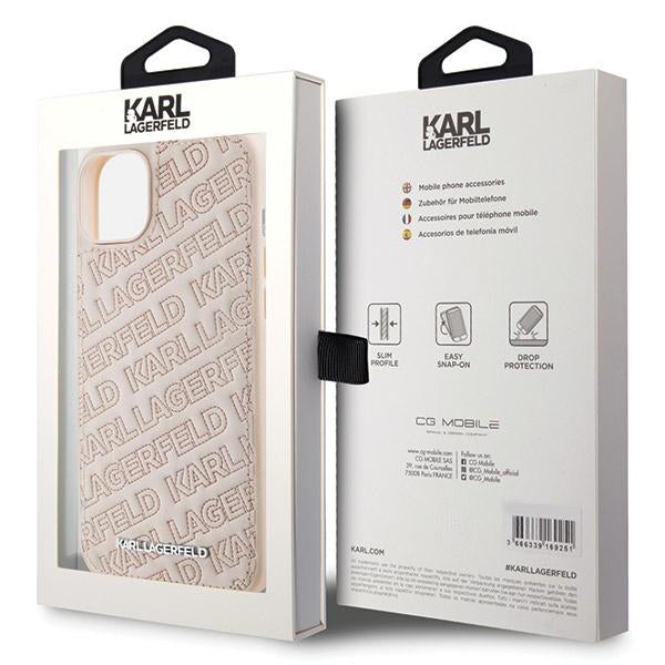 Case for Apple iPhone 15, Karl Lagerfeld, Diagonal Quilted K Pattern, Pink