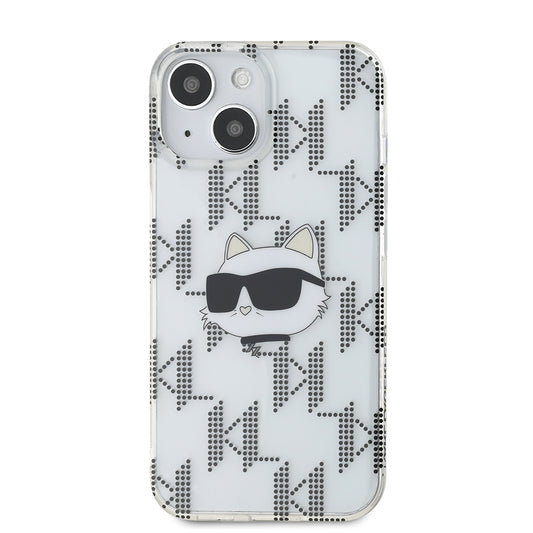 Custodia per Apple iPhone 15, Karl Lagerfeld, IML Electroplated Choupette Head, Trasparente