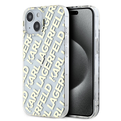Custodia per Apple iPhone 15, Karl Lagerfeld, IML Luxury Gold Fullover Logo, Dorata