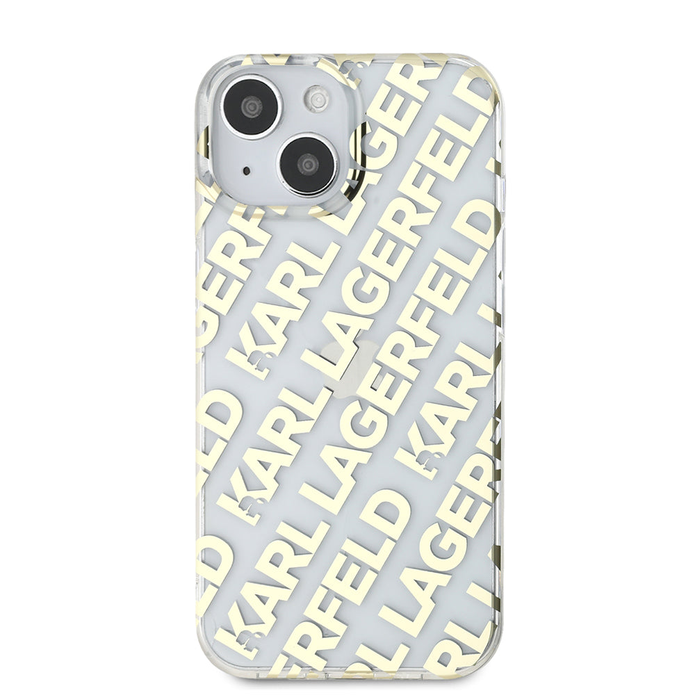 Custodia per Apple iPhone 15, Karl Lagerfeld, IML Luxury Gold Fullover Logo, Dorata