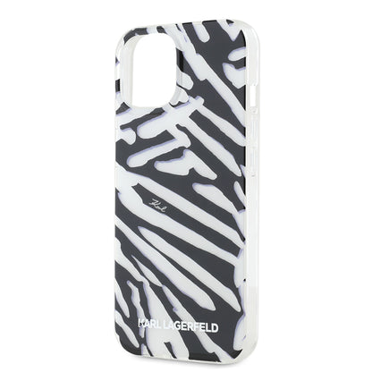 Custodia per Apple iPhone 15, Karl Lagerfeld, IML Luxury Zebra Pattern con Cinturino, Nera