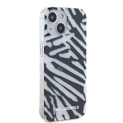 Custodia per Apple iPhone 15, Karl Lagerfeld, IML Luxury Zebra Pattern con Cinturino, Nera