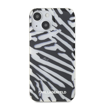 Custodia per Apple iPhone 15, Karl Lagerfeld, IML Luxury Zebra Pattern con Cinturino, Nera