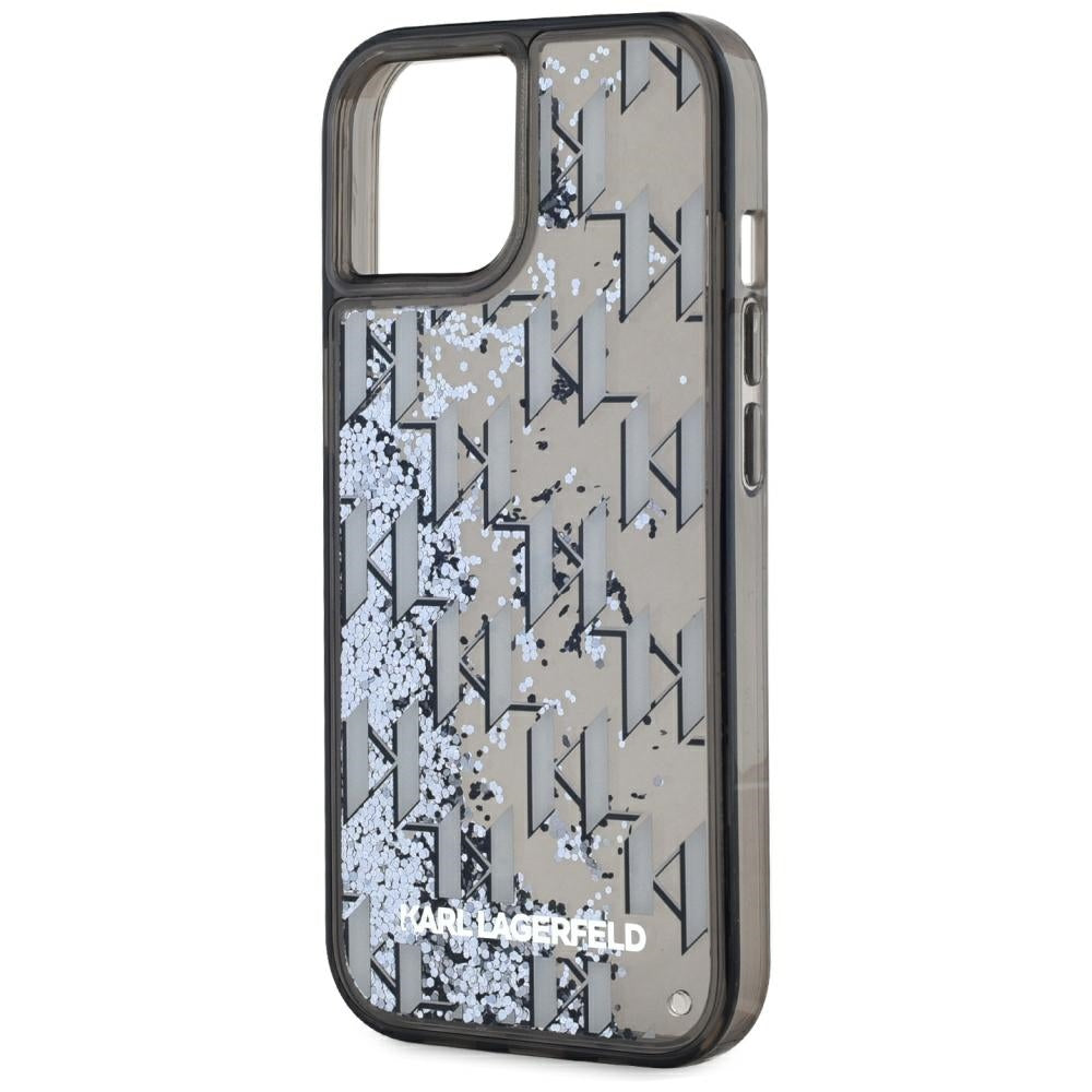 Case for Apple iPhone 15, Karl Lagerfeld, Liquid Glitter Monogram, Black