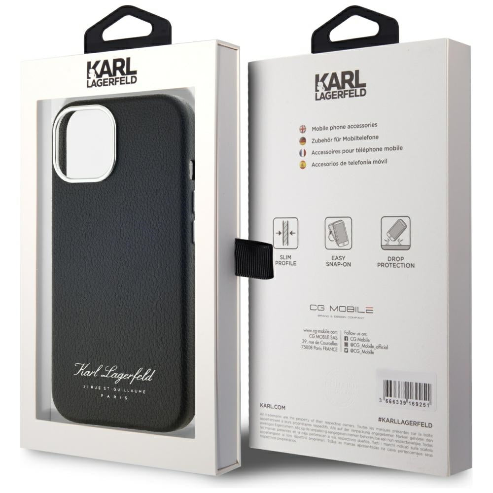 Custodia per Apple iPhone 15, Karl Lagerfeld, RSG, Nera