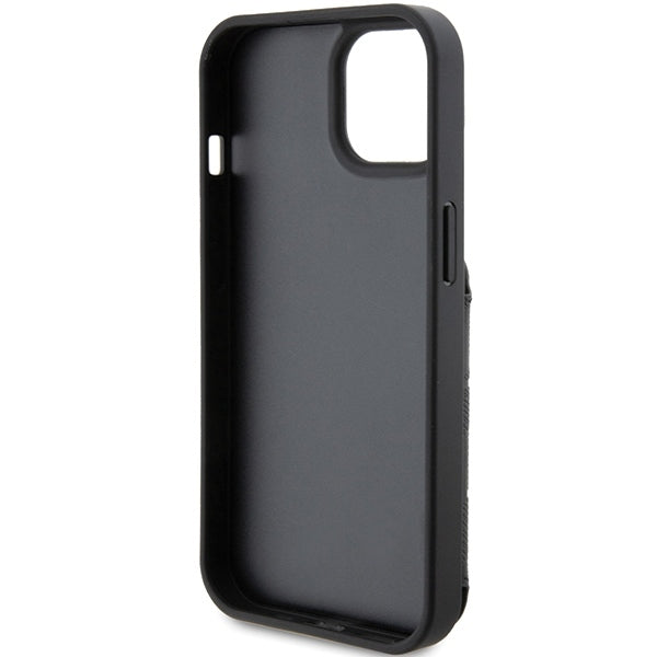 Custodia per Apple iPhone 15, Karl Lagerfeld, Saffiano Cardslots and Stand Monogram Choupette, Nera