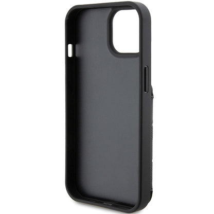 Custodia per Apple iPhone 15, Karl Lagerfeld, Saffiano Cardslots and Stand Monogram Choupette, Nera