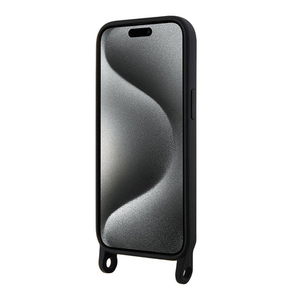 Custodia per Apple iPhone 15, Karl Lagerfeld, Silicone Crossbody Ikonik Karl, Nera