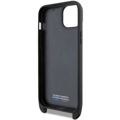 Custodia per Apple iPhone 15 Plus, BMW, M Edition Carbon Stripe & Strap, Nera