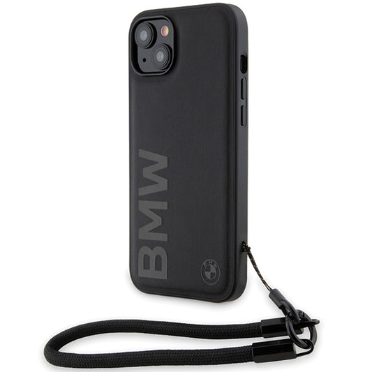 Custodia per Apple iPhone 15 Plus, BMW, Signature Wordmark Cord, Nera