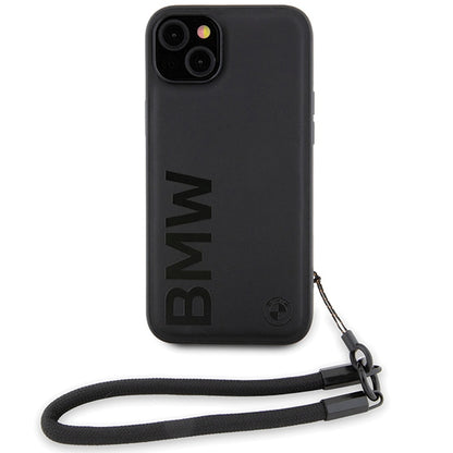 Custodia per Apple iPhone 15 Plus, BMW, Signature Wordmark Cord, Nera