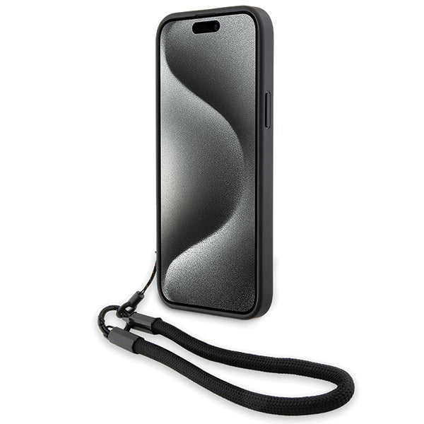 Custodia per Apple iPhone 15 Plus, BMW, Signature Wordmark Cord, Nera
