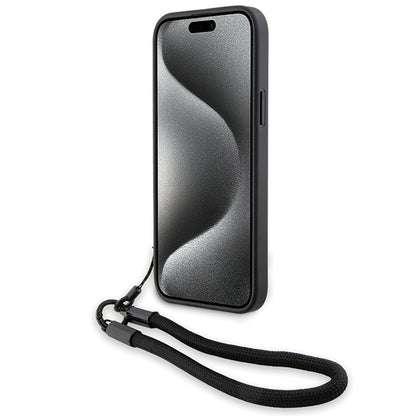 Custodia per Apple iPhone 15 Plus, BMW, Signature Wordmark Cord, Nera