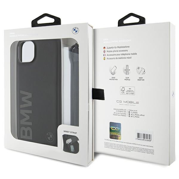 Custodia per Apple iPhone 15 Plus, BMW, Signature Wordmark Cord, Nera