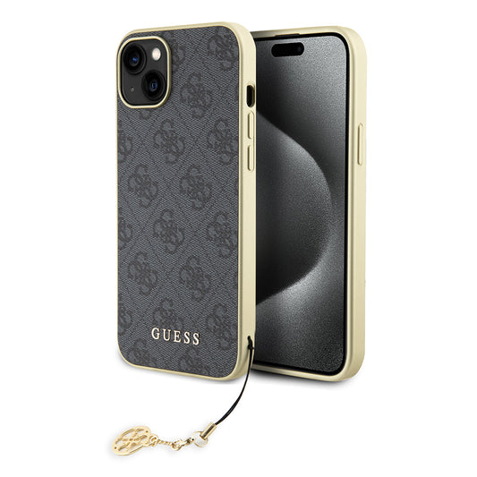 Custodia per Apple iPhone 15 Plus, Guess, 4G Charm, Grigio